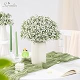 Serwalin 100Pcs Babys Breath Artificial Flowers, Faux Baby Breath Flowers Artificial Bulk Fake White Gypsophila Bouquet Real Touch Flowers for Wedding Floral Arrangement Party Home Decor