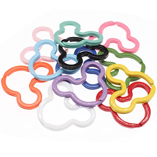 KXJHY 25PCS Mouse Head Shape Key Rings, Crafts DIY Keychain Metal Key Rings for Home Car Office Organization, Arts Crafts Projects (Mix)
