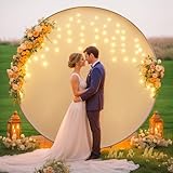 7.2 FT White Round Backdrop Cover with Lights String for Circle Arch Stand, Circle Backdrop Covers with LED Fairy Lights for Wedding Arch Baby Shower Birthday Party Photo Shoot Photography Background