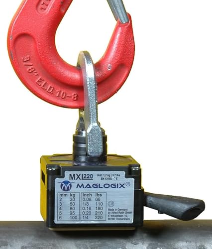 Maglogix 220 Pounds Capacity Pipe Lifting Magnet w/Swivel Hook (Unit Weighs Only 3.9 Pounds)