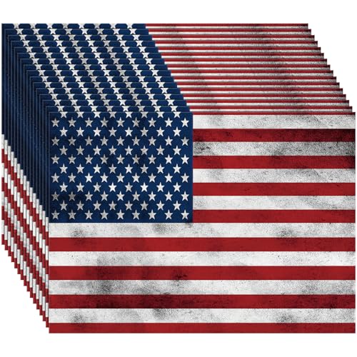 Moinchore 100 Pack 4th of July Patriotic Paper Placemats American Flag Disposable Placement Red White and Blue Star Table Mats for Independence Day Party Supplies Kitchen Dining, 10 x 14 Inch