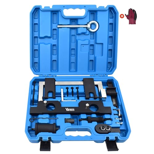 Yuesstloo 17PCS Camshaft Alignment Timing Tool Kit, Compatible with BMW N20 N26 Engine, with Flywheel Holder Tool & Balance Shaft Tool & Fuel Injector Remover Kit, with Gloves