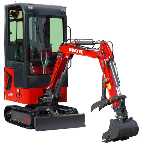 HUAYEE 1.4 Ton Cab Version Mini Excavator - HY12F, with 13.5 HP B&S Gasoline Engine, Swing Function, Pilot Control System, Thumb Clamps, Quick Link Device, Hydraulic Cooler, New in stock in USA.