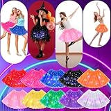 Vabean 10 Pcs Light up Tutu Women's LED Tutu Skirt for Women Elastic Layered Tulle Ballet Dance Skirt for Halloween(Multicolor)