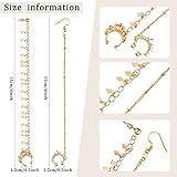 4 Pieces Chain Hoop Chain Fake Nose Ring Chain Non Piercing Rings with Chain Nose to Ear Chain Jewelry Body Jewelry, Gold and Silver