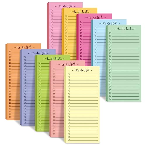 Censen 10 Pack 500 Sheets to Do List Notes Daily Checklist Notepads with 50 Sheets Each Undated Memo Pad Color Block Shopping List Pad Weekly Plan Notepad Organizer Planners(Bright Color,Lined)