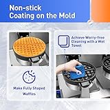 Commercial Electric Waffle Maker, 2600W Double-Head Non-Stick Belgian Waffle Maker Double-Sided Rotary Heating Pancake Machine w/Time & Temp Control for Home Kitchen Restaurant Snack Dessert