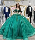 Mouccy Princess Beaded Floral Quinceanera Dresses Puffy Off Shoulder White Wedding Dresses for Bride 2023 Gem Crystal Sweet 16 Dresses with Train