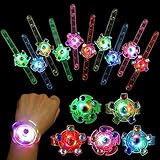 SCIONE 24 Pack LED Light Up Fidget Spinner Bracelets, Glow in The Dark Party Favors for Kids 4-8 8-12, Treasure Box Toys, Birthday Gifts, Carnival Prizes, Goodie Bags Stuffers for Kids