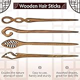 Chuangdi 8 Pieces Wooden Hair Sticks Japanese Hair Chopstick for Women Bun Maker, Chinese Chopstick Hairpin for Women Handmade Chignon Maker Accessories(Classic Pattern)