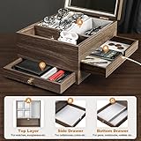 Homde Watch Box for Men Jewelry Organizer with Real Glass Watch Case for Ring, Bracelet, Watch, Necklace, Earrings, and Accessories