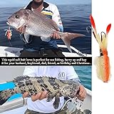 HCHinn Plastic Squids jigs Saltwater Baits Salmon Lures Fishing Lures Squid Trolling Deep Drop Lights Glow in Dark Halibut Rig with Hooks Octopus 2pcs