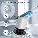 Bomves Electric Spin Scrubber, Cordless Cleaning Brush Scrubber for Home, 400RPM/Mins-8 Replaceable Brush Heads-90Mins Work Time, 3 Adjustable Size, 2 Speeds for Bathroom Shower Bathtub Glass Car