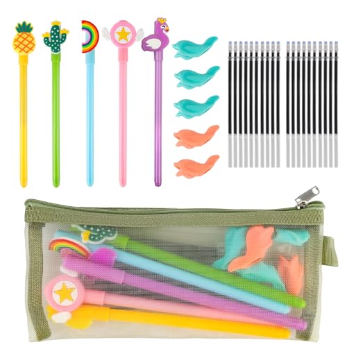 Magic Pens with Grips and Refills, Reusable Invisible Ink Pen for Kid's Handwriting Practice Kit, Children's Writing Practice Aids for Lefties and Righties
