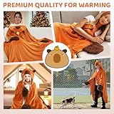 Mewaii Ultimate Softness Capybara Wearable Blanket Hoodie – Expertly Designed for American Body,Full Coverage with Easy Movement,Oversized Warm and Cozy Flannel Blanket,Capybara Gift for Adult