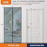 Magnetic Screen Door，Screen Door Mesh，Keep Bugs Out, Heavy-Duty Mesh Curtain,Pet and Kid Friendly, Works with Front Doors, Sliding Doors（36 x 80 Inches Gray