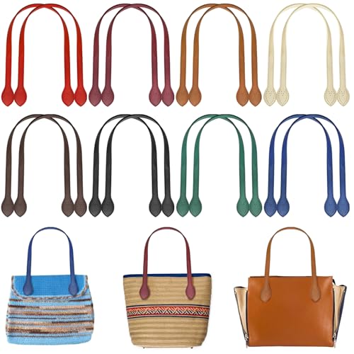 Jucoan 16 Pack 23 Inch PU Leather Purse Straps, 8 Colors Sewing on Shoulder Bag Strap Handle Replacement for DIY Crocheted Bags HandBag Purse Wallet Making Repairing