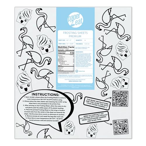paper2eat Frosting Sheets Premium 8.5“ x 11“ – 24 count – White Edible Icing Sheets