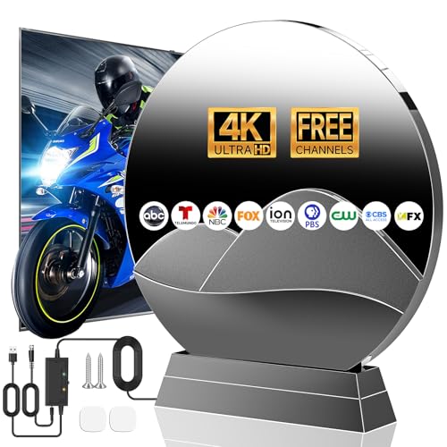 2025 TV Antenna Indoor Outdoor, 2700+ Miles Long Range Digital HD Amplified Antenna with Signal Booster, 360° Reception for Smart TV, Free Local Channels Support 8K 4K 1080p - 38ft Cable