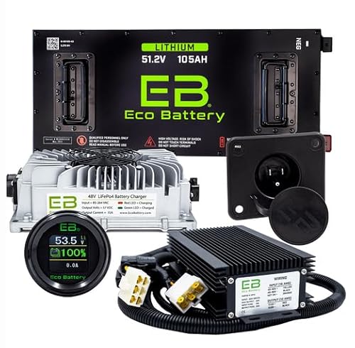 MODZ Eco Battery 48V - 105AH Gen3 Skinny Lithium Battery Bundle for EZGO TXT Golf Carts (Add 12V Converter)