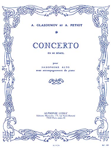 Glazunov: Alto Saxophone Concerto in E-flat Major, Op. 109 (Solo Part with Piano Reduction)