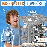 Strictly Briks Compatible with LEGO Large Classic Stackable Baseplates, Building Bricks for Towers, Shelves, and More, Compatible with All Major Brands, Gray, 4 Base Plates & 30 Stackers, 10x10 Inches