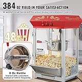 VEVOR Commercial Popcorn Machine, 8 Oz Kettle, 850 W Countertop Popcorn Maker for 48 Cups per Batch, Theater Style Popper with 3-Switch Control Steel Frame Tempered Glass Doors 2 Scoops 2 Spoons, Red