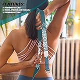 Yoga World Yoga Strap - Stretch Belt for Flexibility Training, Pilates, Exercise, Fitness, Physical Therapy - Thick Organic Cotton - For Studio & Home Use - D-Ring Metal Buckles 6ft (Turquoise White)