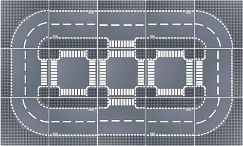 Homikidy Road Base Plates for City Road Building Block,15 City Street Plates, 10"x10"Road Baseplates for City Street