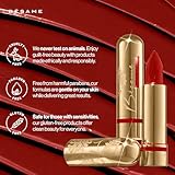 BESAME Red Velvet Lipstick 1946 Vintage Shade, Universally Flattering, Popular Everyday, Warm Brick Red, Long-Lasting Lip Color, With Moisturizing Vitamin E, Satin Finish, Blot for Lip Stain