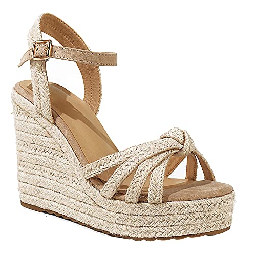 mikarka Sandals for Women, Platform Ankle Strap Womens Sandals Open Toe Espadrille Wedge Sandals for Women Concise Casual Summer Womens Shoes