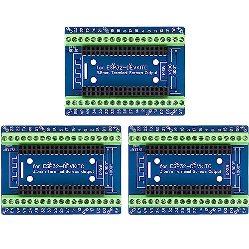 risingsaplings 3pcs ESP32 Terminal Breakout Board 38 Pins GPIO Expansion Board Compatible for ESP32-DevKitC 0.9" or 1.0" Size Module