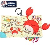 Fish Baby Books Toys, Touch Feel Cloth Crinkle Books for Babies,Baby Infant Toys 0-6, 6-12, 12-18 Months,Early Learning Education Toys,Shower Baby Gifts for Boys Girls,Teething,Mirror,Shark Ocean Book