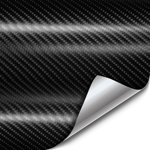 VViViD® Black True R Carbon Fiber Vinyl Wrap Roll with Air Release Technology (6 Foot by 5 Foot (Hood, Roof or Trunk Wrap Kit))