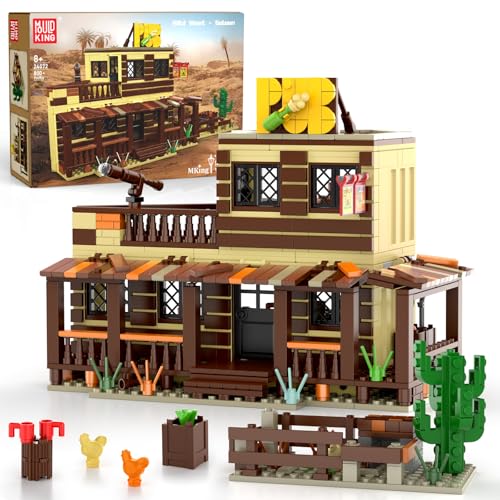 Mould King Wild West Architecture Building-Bricks Set, Mini Western-Saloon Modular Buildings Toys Model Kits for Adult, Ideas House Office Room Decor Gifts for Kids Girls Boys 8+(800 PCS)