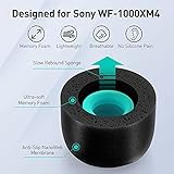 Memory Foam Tips for Sony WF-1000XM4 / WF-1000XM3, Anti-Slip Replacement Ear Tips for Sony True Wireless Earphones，Fit in The Charging Case, Perfect Noise Cancellation, 3 Pairs (Medium, Black)