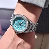 SUZAKU Men Watch Pagani Design GMT Automatic Watches for Men and Women Mechanical Automatic Winding 100M Waterproof Stainless Steel Sapphire Glass(Sky Blue)