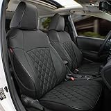 EKR Custom Fit CHR Seat Covers for Select Toyota CHR 2018 2019 2020 2021 2022 Full Set - Leather (Black)
