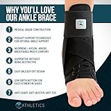 Z ATHLETICS Zenith Ankle Brace, Lace Up Adjustable Support – for Running, Basketball, Injury Recovery, Sprain! Ankle Support Wrap for Men, Women, and Children (Black, Medium)