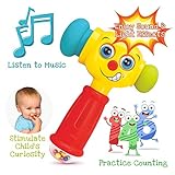 Toy Hammer w/Lights, Learning Mode and Music Mode – Baby Hammer Toy Plays 6 Short Kids' Songs, Counts 1-10 w/Baby, Changes Funny Expressions and Lights Up – for Kids 12 Months and Older