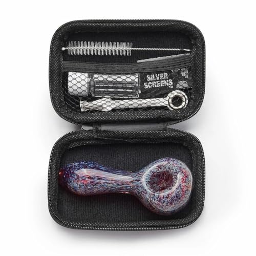 4" Gorgeous Tobacco Pipe Set, Collectible Smoking Pipe with Cleaner Tamper Tool Black Carrying Case, Complete 𝑮𝑳𝑨𝑺𝑺 Pipe Accessories Kit(Red)