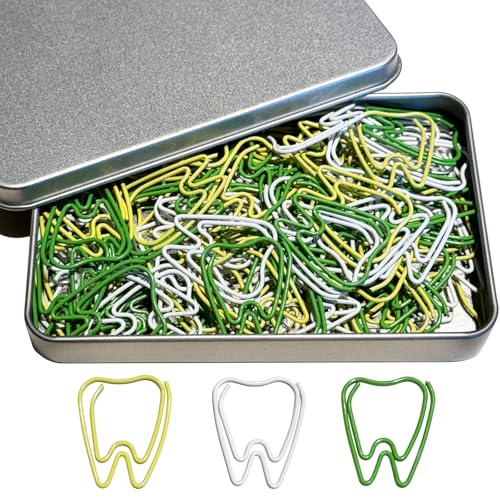 Tooth Shaped Paper Clips, 100PCS Cute Paper Clips Bookmarks Clips, Assorted Colors, Fun Office Gifts for Women Men Coworkers Teachers Students Nurse Girls Boys, Back to School Supplies Stuff Gifts