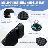 NHHEO Car Anti Slip Mat Dashboard Tray Decorations Sticky Pad Multi Functional Thickened and Widened Washable with 360° Rotating Universal Phone Pad Holder+Number Plate(Black&Gray)