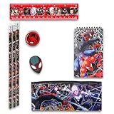 Spiderman School Supplies Set - Marvel Stationery Bundle with Spiderman Pencil Case, Spiderman Pencils, Erasers, Stickers, More | Marvel School Supplies for Boys