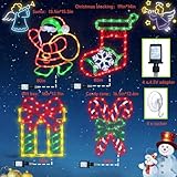 Christmas Decorations - 16" Christmas Window Silhouette Lights Decorations - 4 Pack Colour Lighted Santa ＆ Gift Box ＆ Candy Cane ＆ Christmas Stocking for Holiday Wall Door Window Decorate