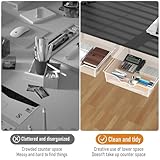 Under Desk Drawer 2 Pack White Under Table Storage Drawers Organizer Adhesive Slide Out Mesh Drawer Under Table Slide Out Hidden Drawer Metal for Home Office