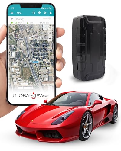 Global View Hidden Magnetic GPS Tracker – Real-Time Car Tracker, Subscription Required – Quick Setup, Magnetic Backing, Fleet Tracking Device Software, Long Battery Life, Geofence, Speed Alert