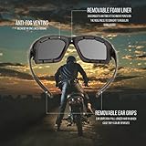 WYND Blocker Polarized Motorcycle Riding Sunglasses Sports Wrap Glasses, Black, Polarized Smoke