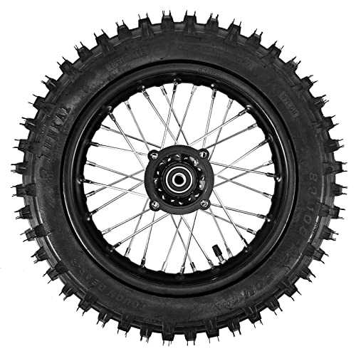Trkimal 80/100-12 Rear Tire Disc Brake Wheel Rim With 15mm Bearing Set for Pit Pro Dirt Bike (80/100-12(15mm beraing))