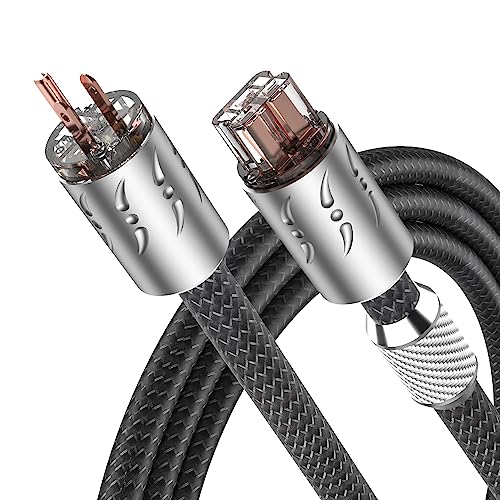 Viborg 20A Hi-end Power Cord, 6.6FT, 2x9AWG, HiFi Power Cable, US AC Mains Cord Audiophile Power Wire with Pure Copper Power Plug US+IEC C19 Connector